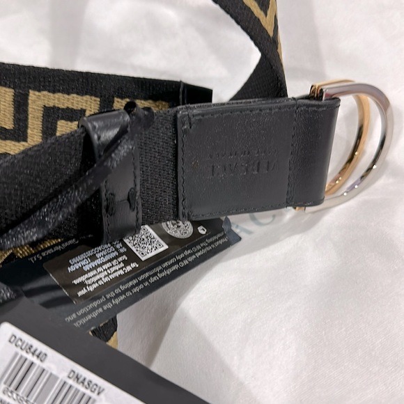 Versace D-ring black fabric belt with Greca design - Picture 3 of 4